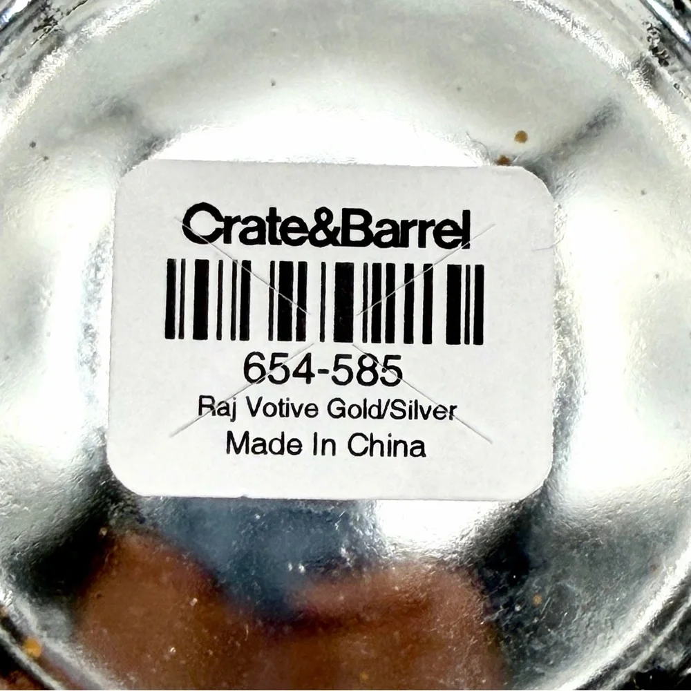 Crate & Barrel Raj Silver and Gold Color Votive Candle Holder